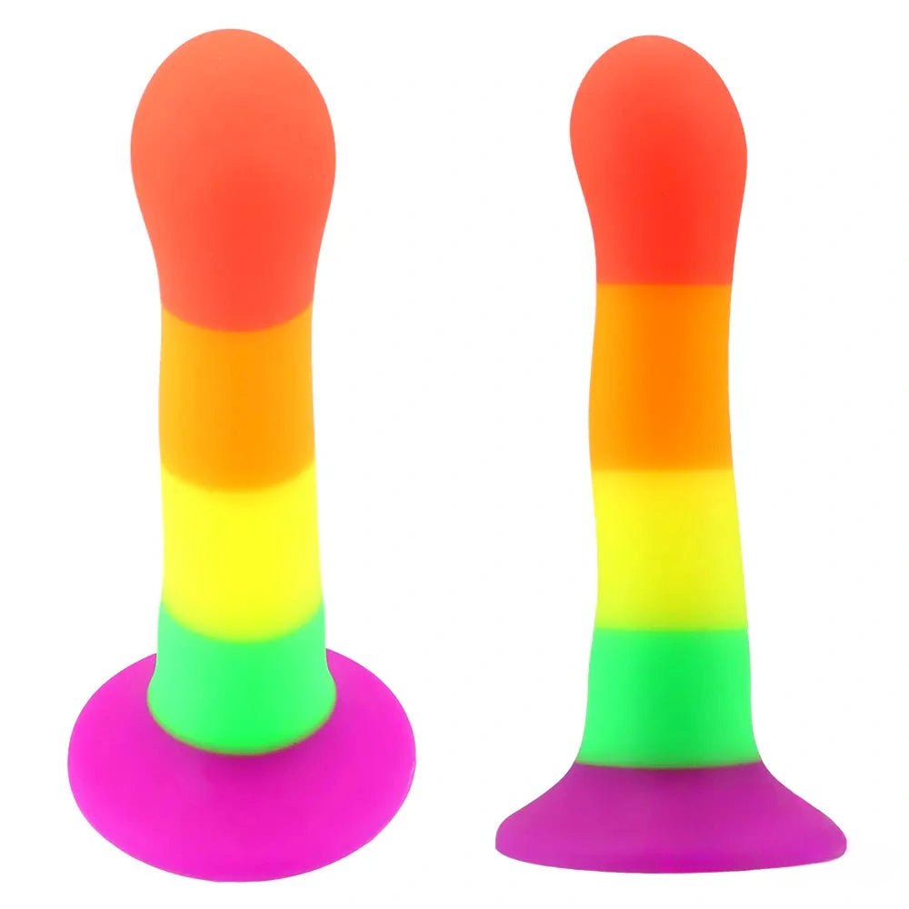 Rainbow ombre silicone suction cup dildo, photo 1