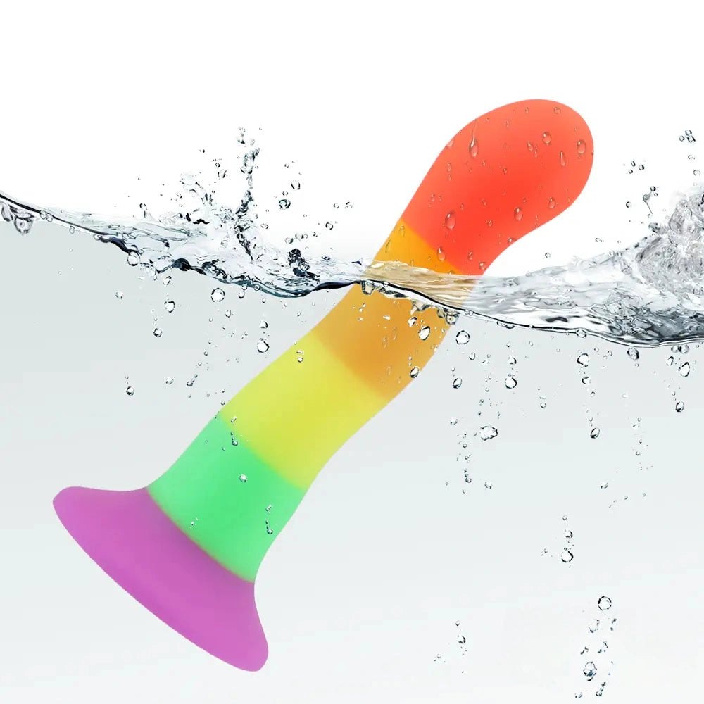 Rainbow ombre silicone suction cup dildo, photo 2