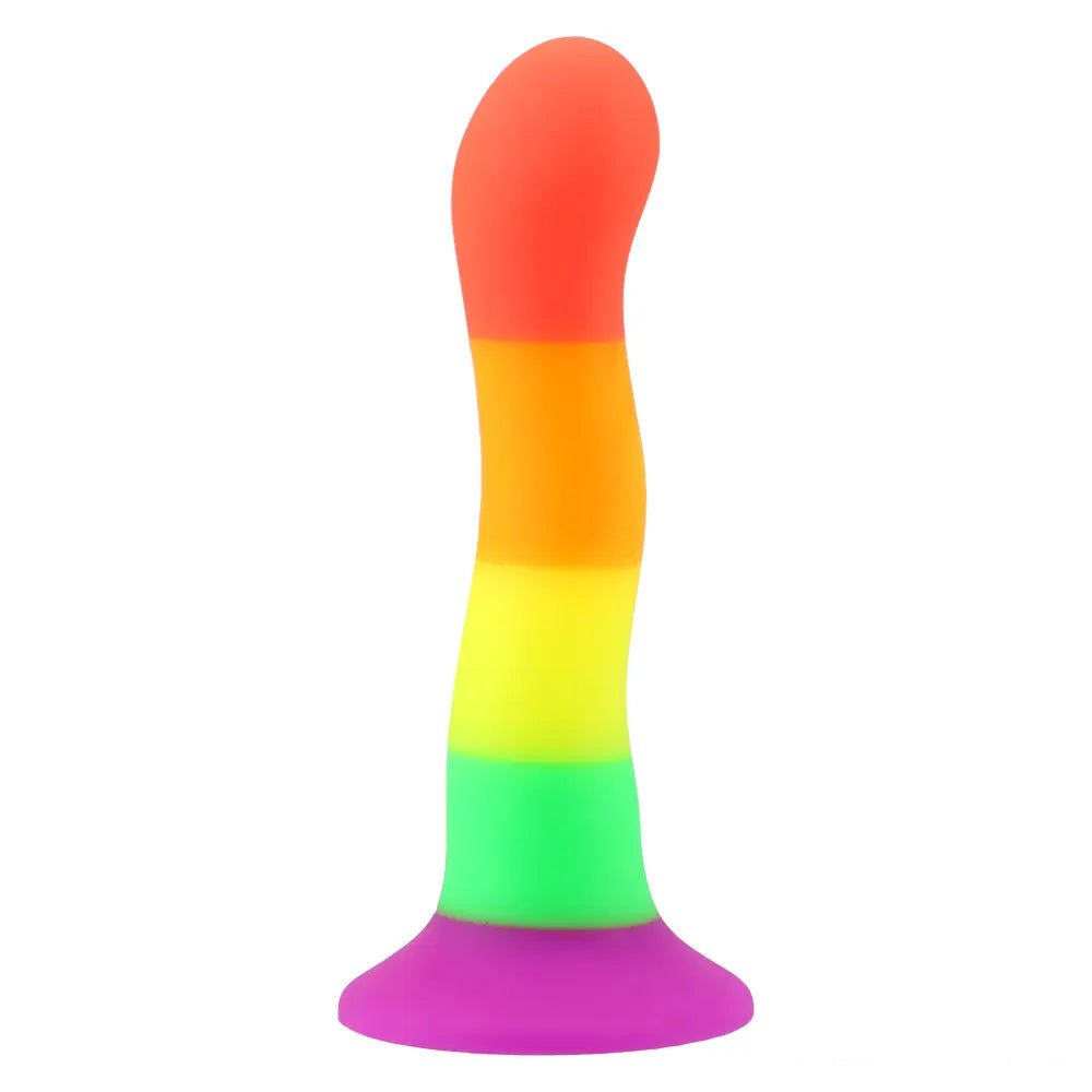 Rainbow ombre silicone suction cup dildo, photo 4