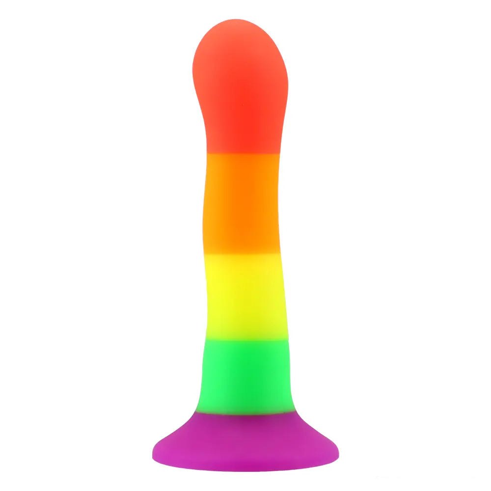 Rainbow ombre silicone suction cup dildo, photo 5