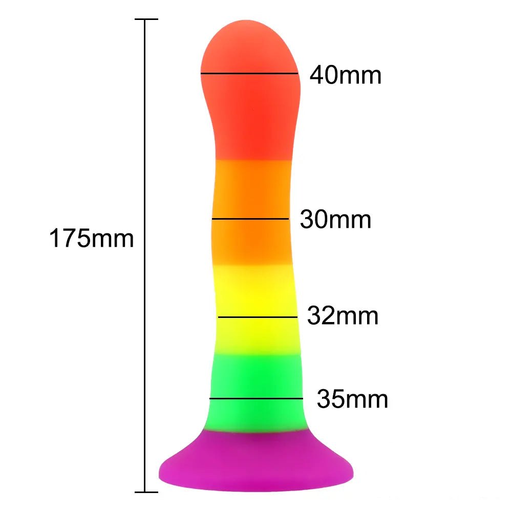 Rainbow ombre silicone suction cup dildo, photo 8