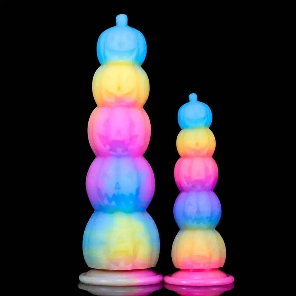 Rainbow silicone stacked pumpkin fantasy dildo, photo 1
