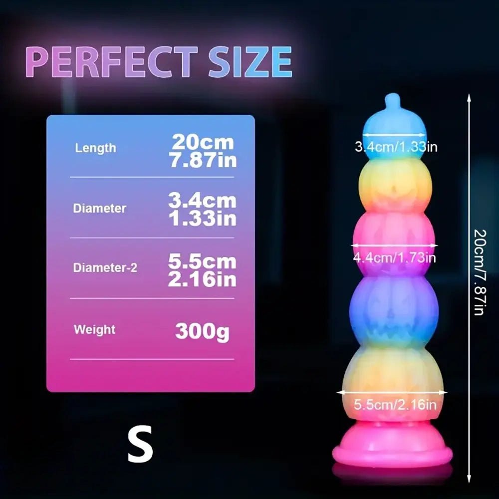 Rainbow silicone stacked pumpkin fantasy dildo, photo 2