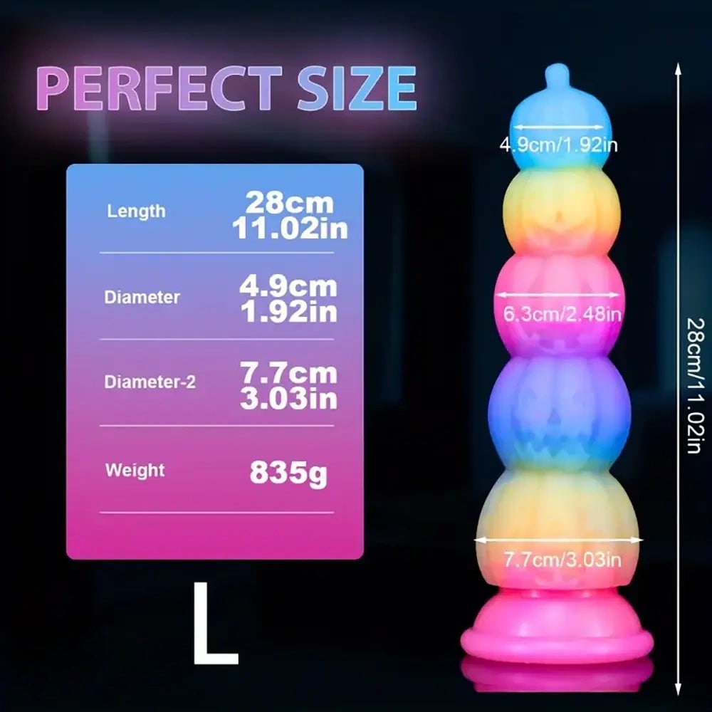 Rainbow silicone stacked pumpkin fantasy dildo, photo 4