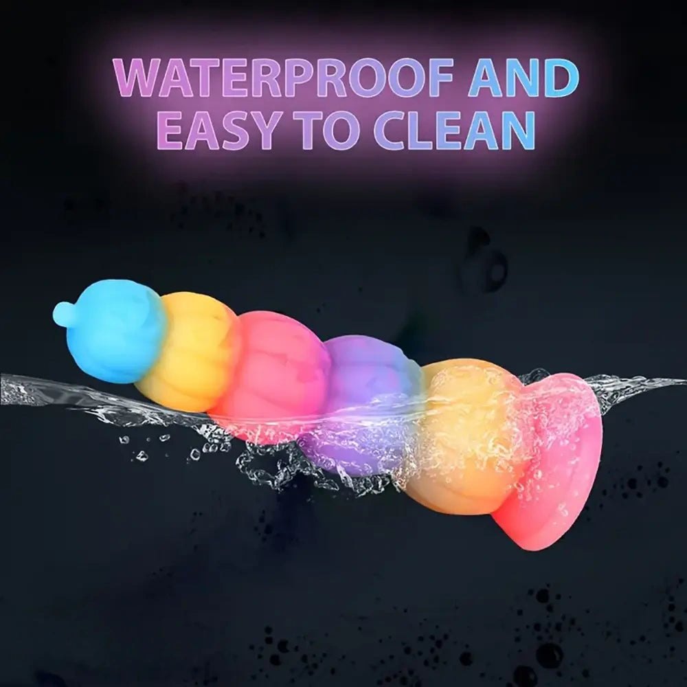 Rainbow silicone stacked pumpkin fantasy dildo, photo 6