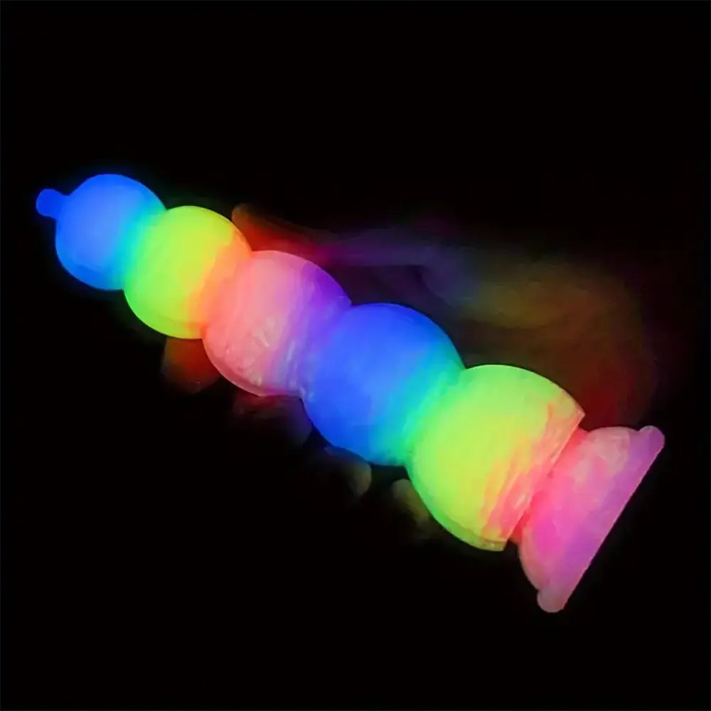 Rainbow silicone stacked pumpkin fantasy dildo, photo 7