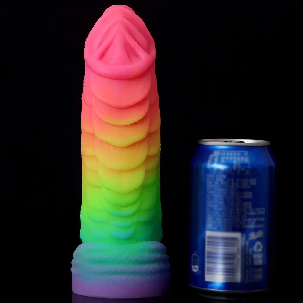 Rainbow scaled silicone dragon fantasy dildo, photo 2