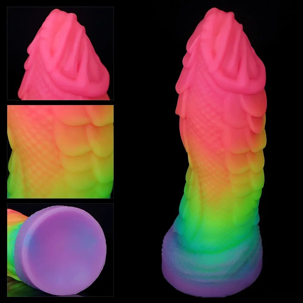 Rainbow scaled silicone dragon fantasy dildo, photo 3