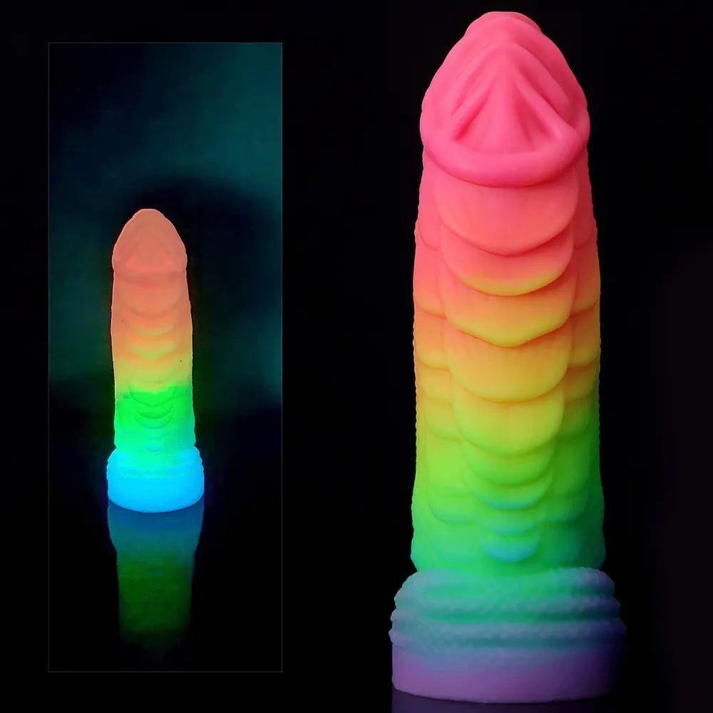 Rainbow scaled silicone dragon fantasy dildo, photo 4