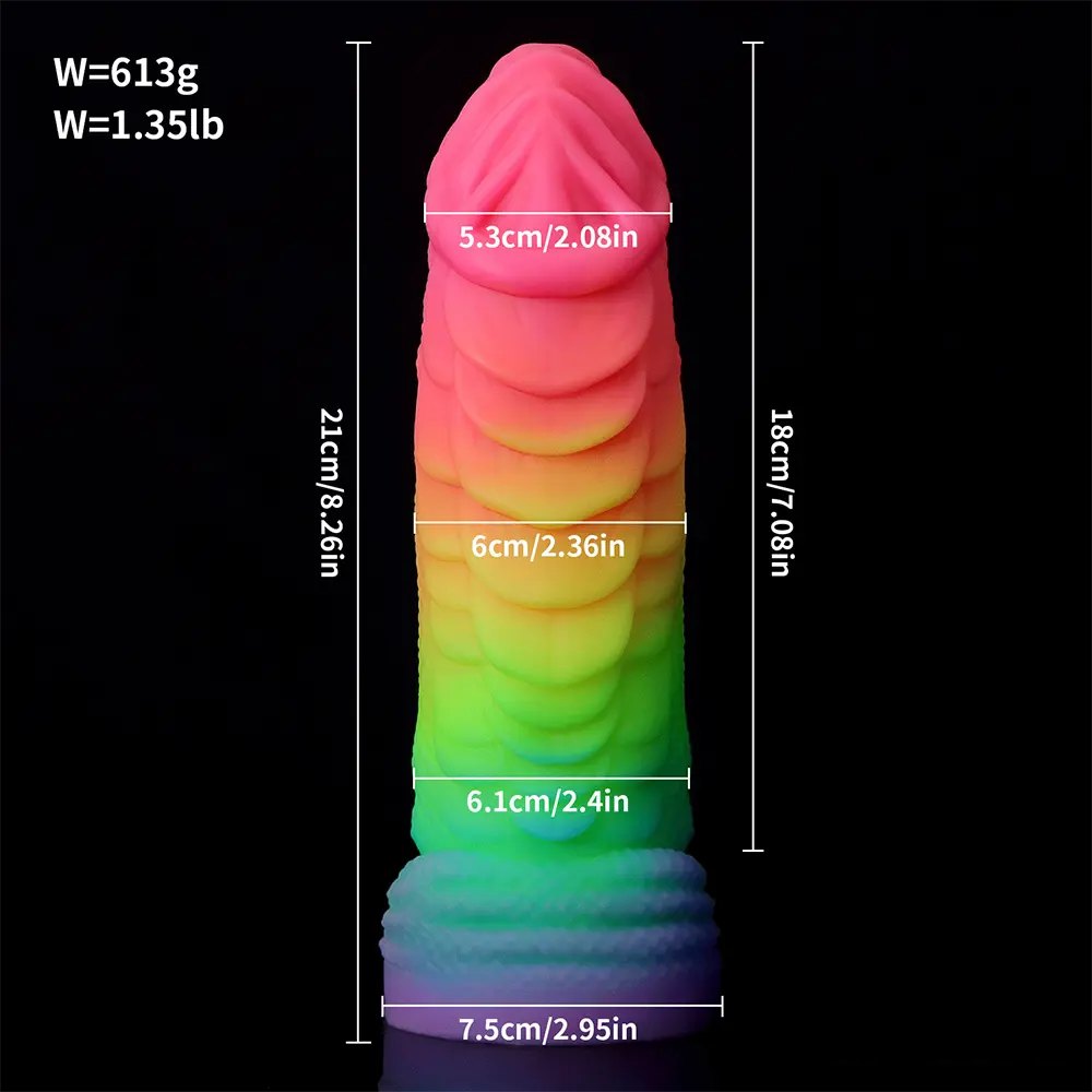 Rainbow scaled silicone dragon fantasy dildo, photo 5