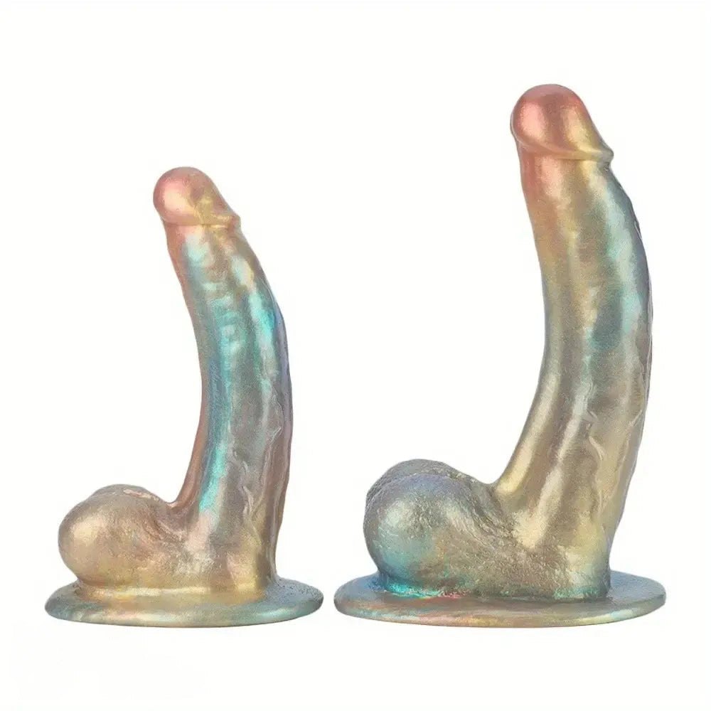 Iridescent rainbow silicone fantasy dildo, photo 1