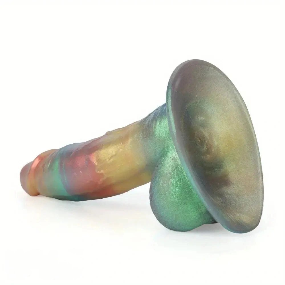 Iridescent rainbow silicone fantasy dildo, photo 10