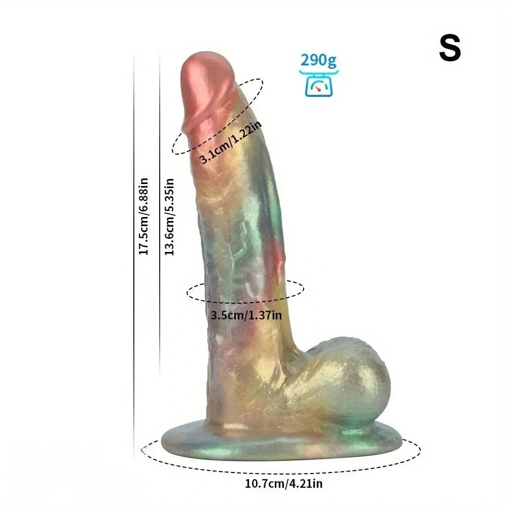 Iridescent rainbow silicone fantasy dildo, photo 11