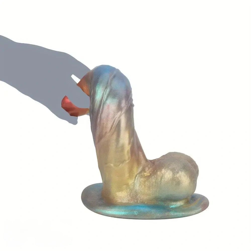 Iridescent rainbow silicone fantasy dildo, photo 12