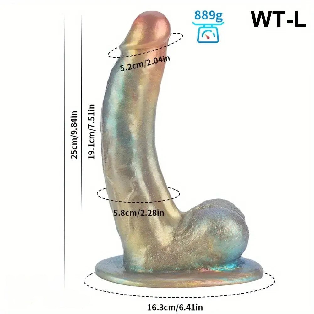 Iridescent rainbow silicone fantasy dildo, photo 14