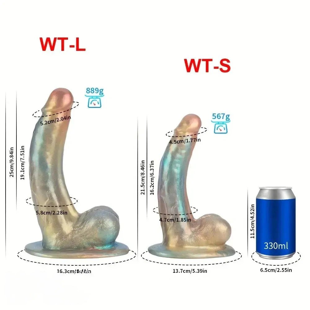Iridescent rainbow silicone fantasy dildo, photo 15