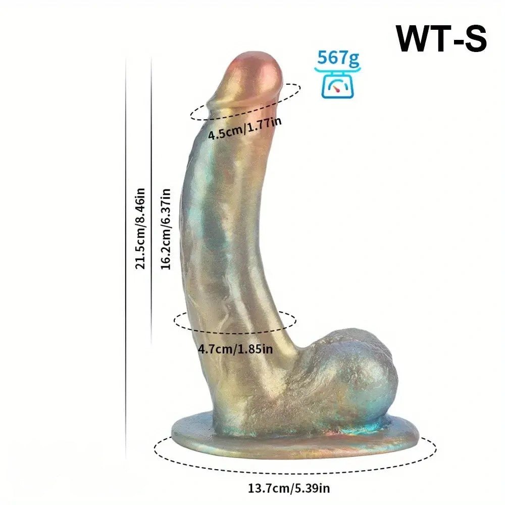 Iridescent rainbow silicone fantasy dildo, photo 16