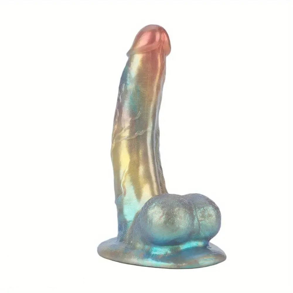 Iridescent rainbow silicone fantasy dildo, photo 4