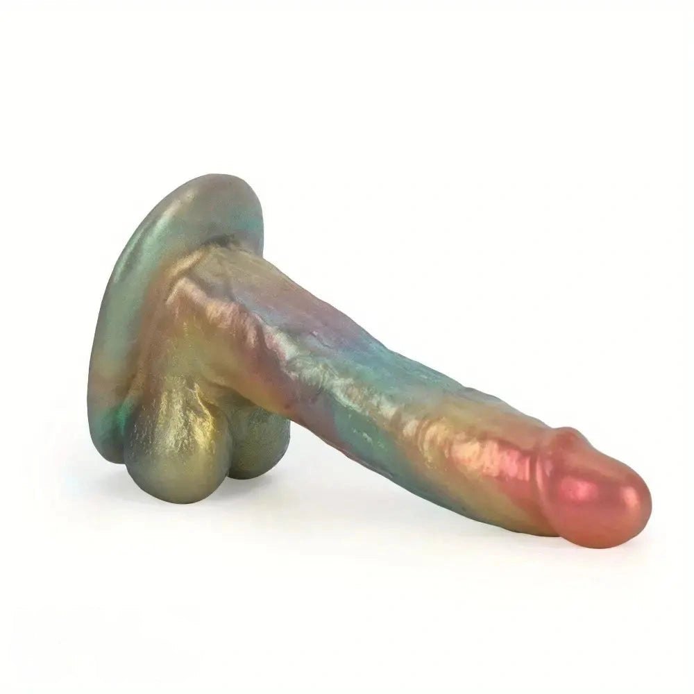 Iridescent rainbow silicone fantasy dildo, photo 7
