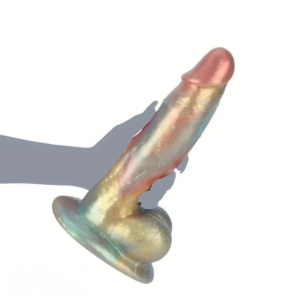 Iridescent rainbow silicone fantasy dildo, photo 8