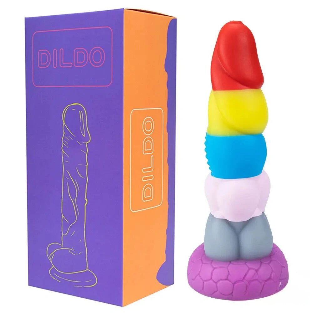 Rainbow silicone fantasy dildo, photo 10