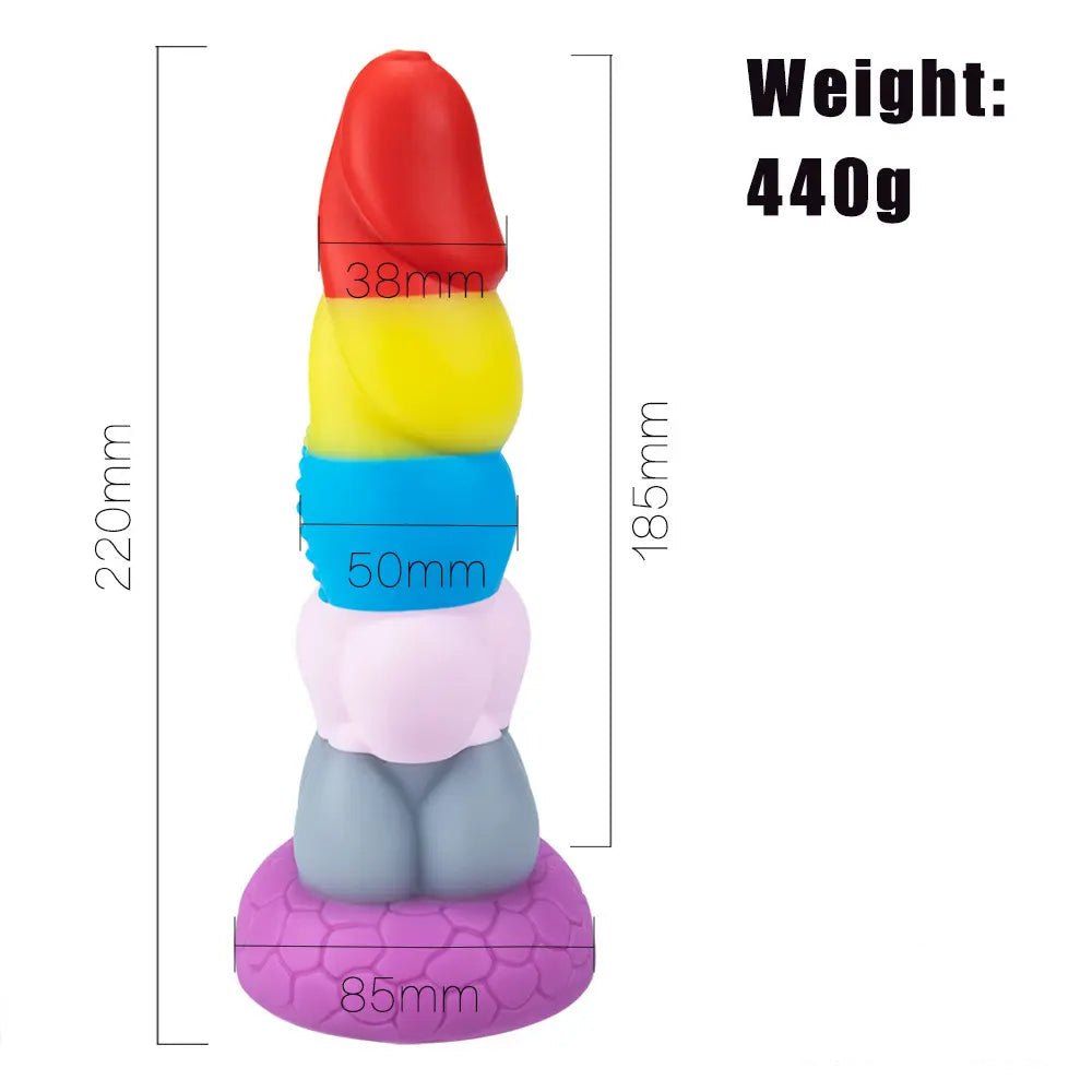 Rainbow silicone fantasy dildo, photo 11