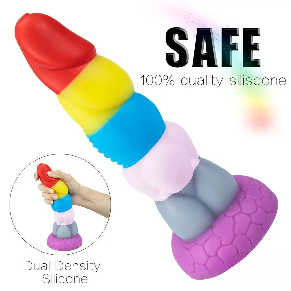 Rainbow silicone fantasy dildo, photo 6