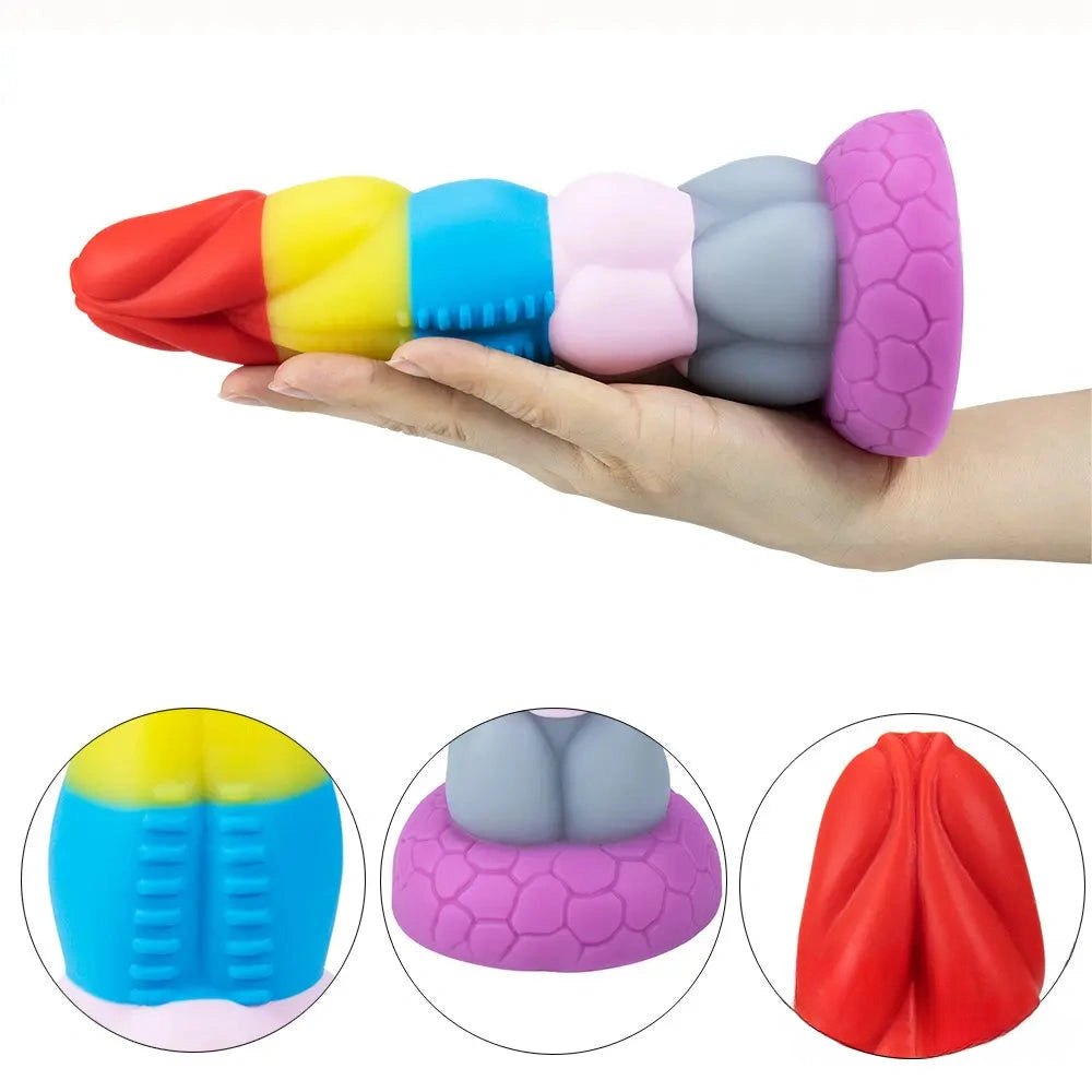 Rainbow silicone fantasy dildo, photo 7