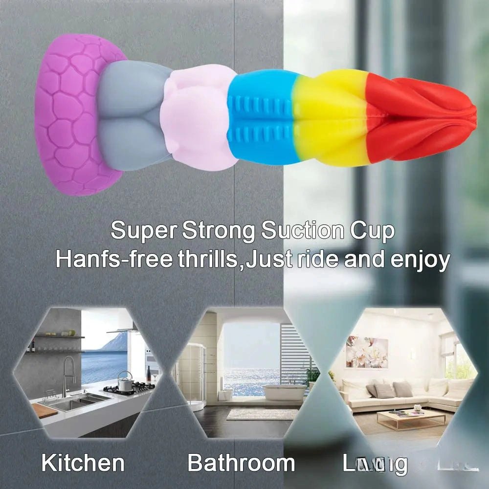 Rainbow silicone fantasy dildo, photo 8