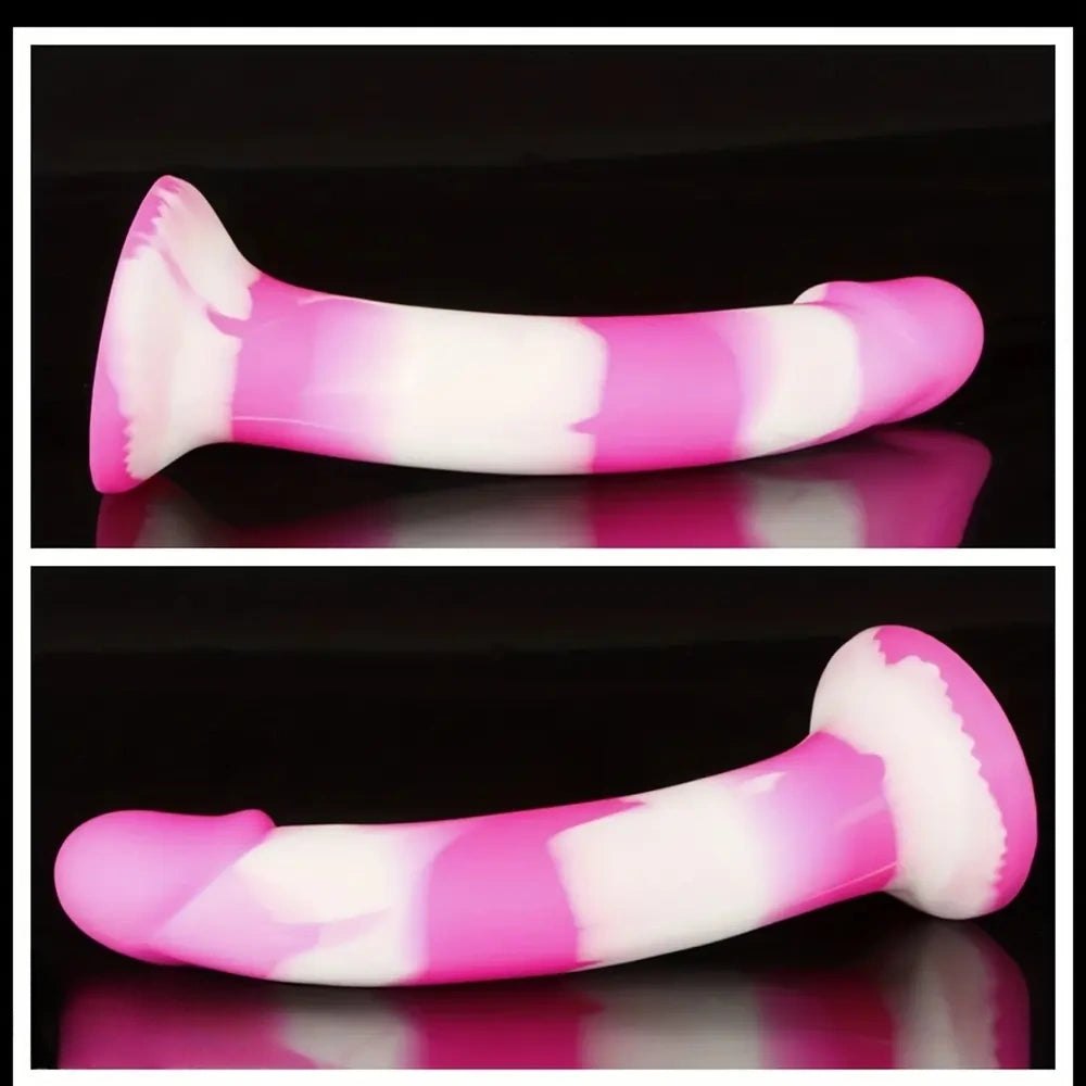 Color-swirl curved silicone dildo, photo 6
