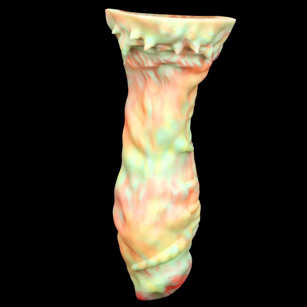 Multi-color marbled ridged fantasy silicone dildo, photo 14