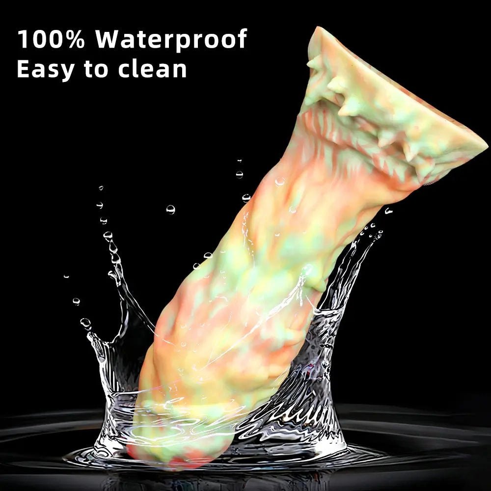 Multi-color marbled ridged fantasy silicone dildo, photo 7