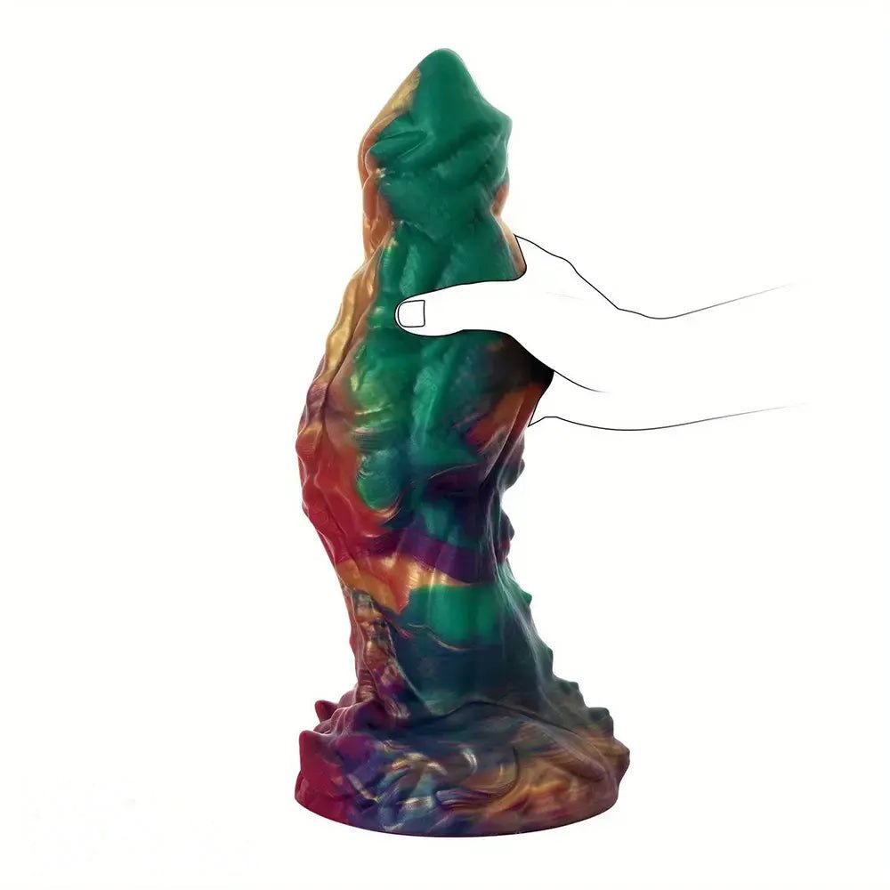 Rainbow swirl silicone fantasy dildo, photo 2