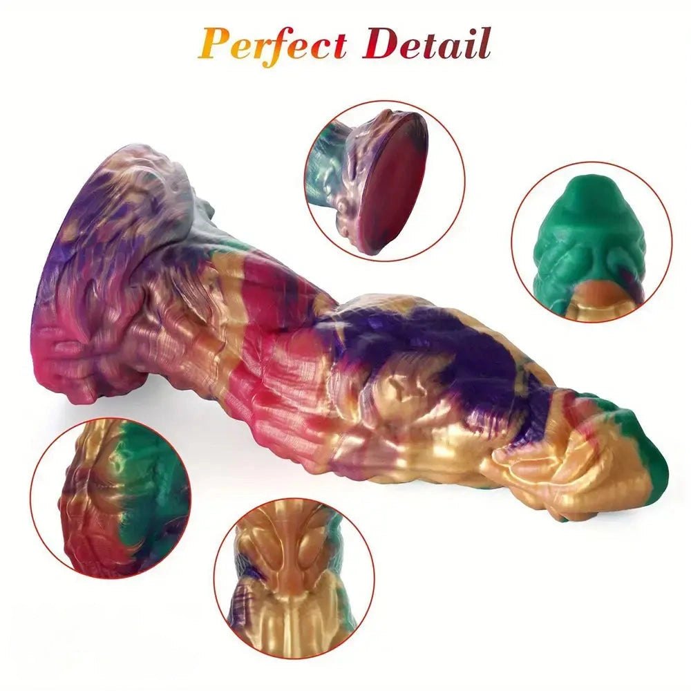 Rainbow swirl silicone fantasy dildo, photo 5