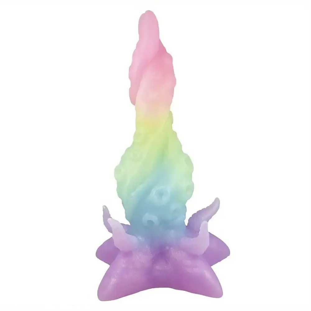 Mixed color silicone tentacle fantasy dildo with ridged texture, photo 1