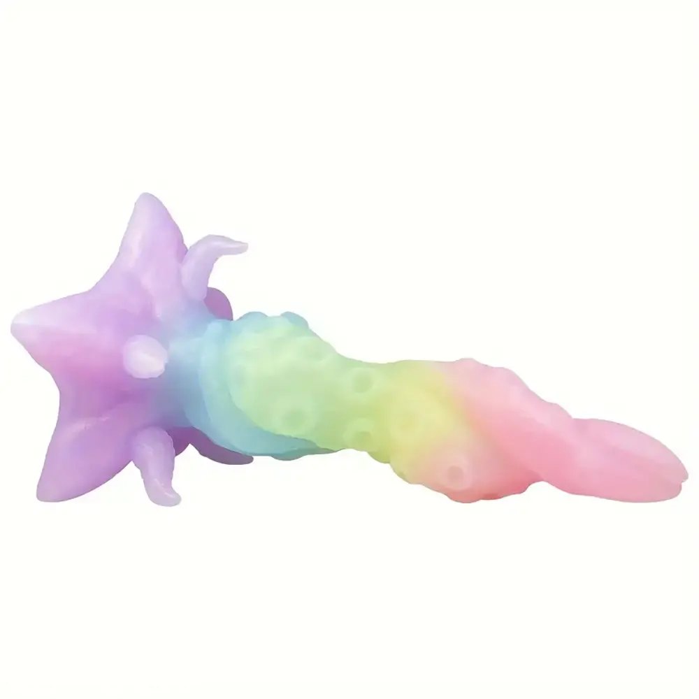 Mixed color silicone tentacle fantasy dildo with ridged texture, photo 2