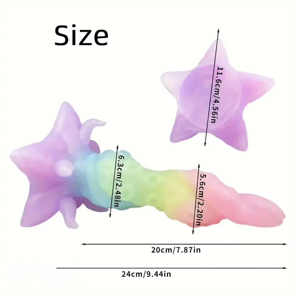 Mixed color silicone tentacle fantasy dildo with ridged texture, photo 3