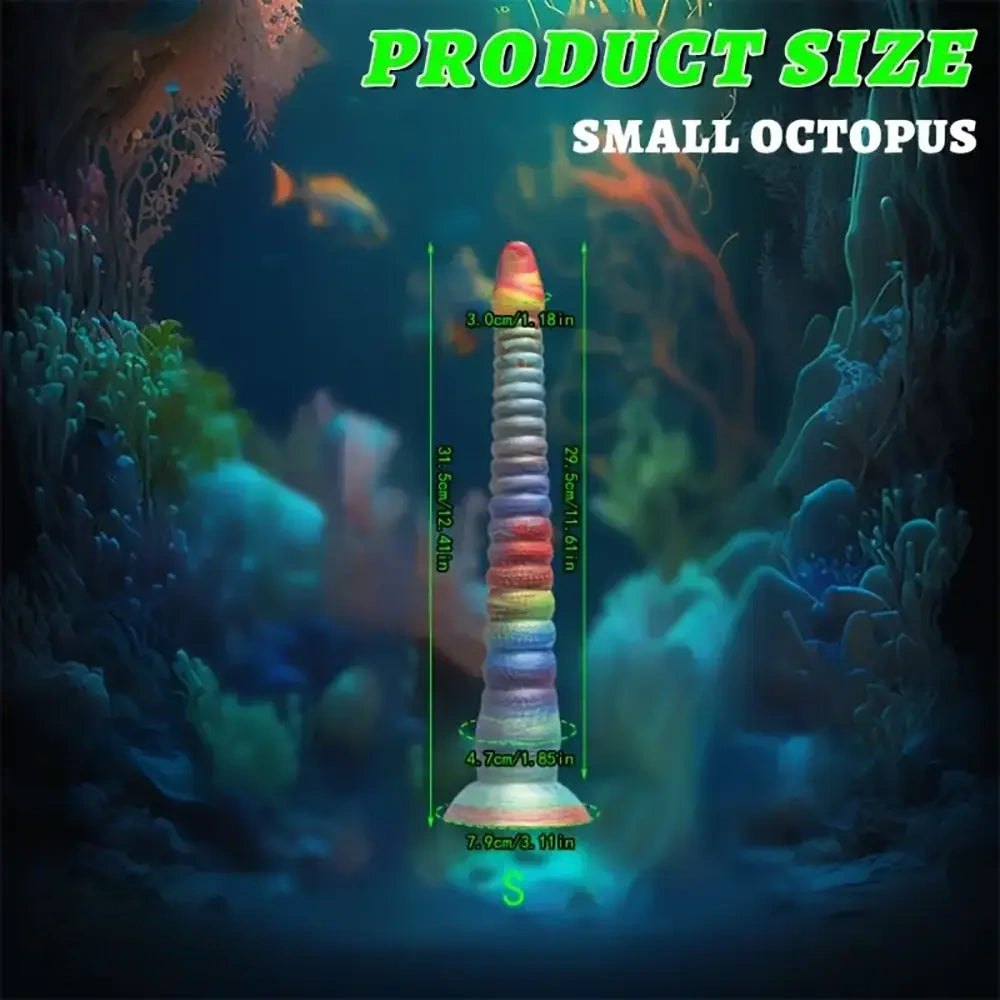 Rainbow ribbed silicone tentacle fantasy dildo, photo 4