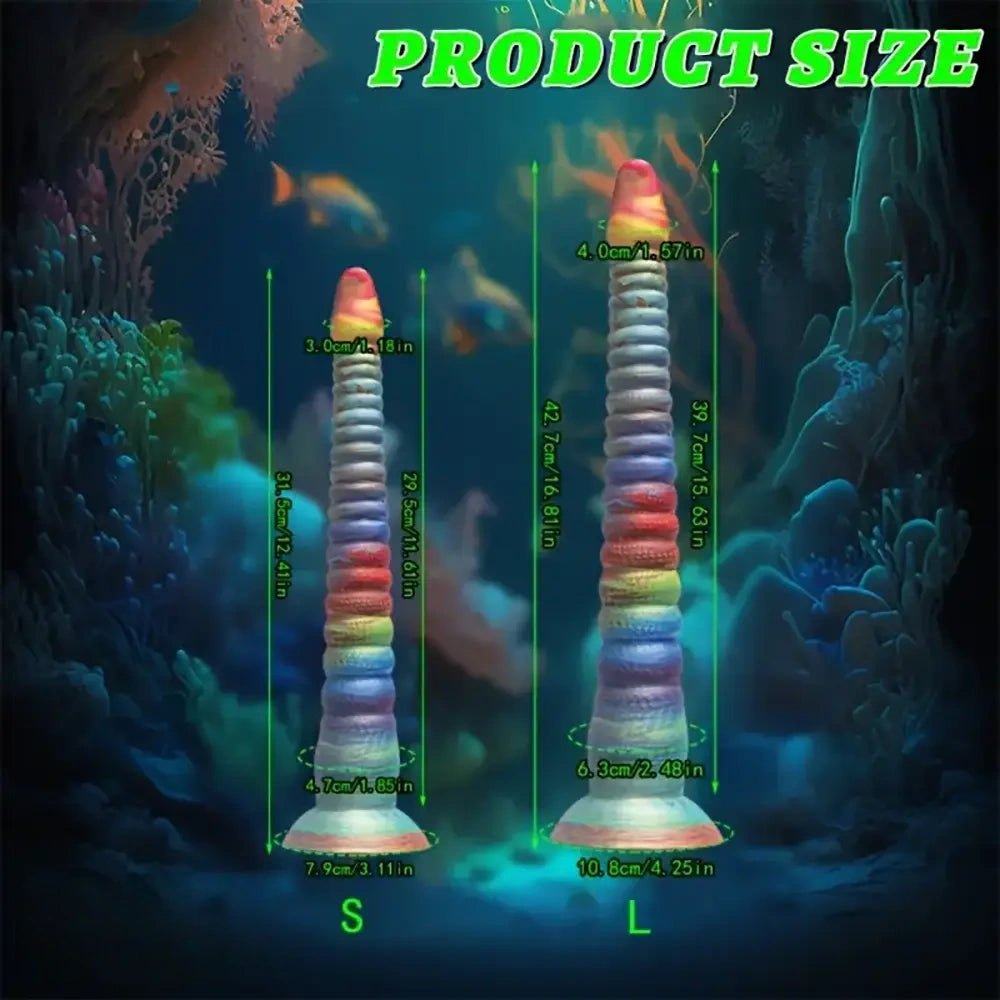 Rainbow ribbed silicone tentacle fantasy dildo, photo 7