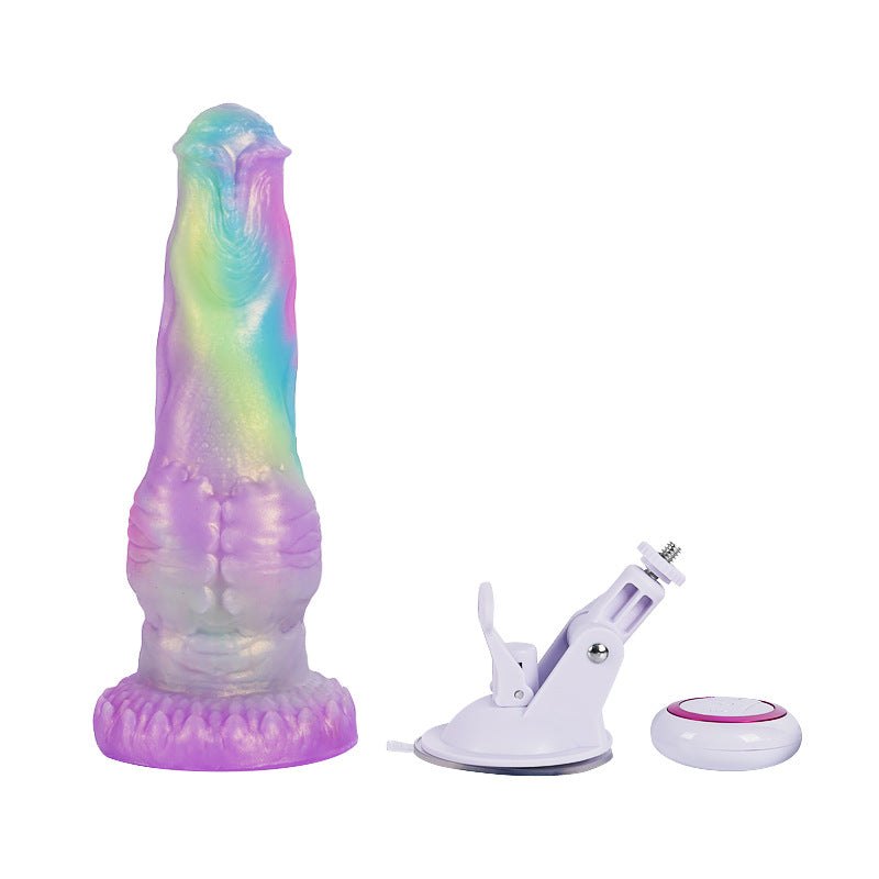 Iridescent multicolor fantasy dildo with suction cup base, photo 1