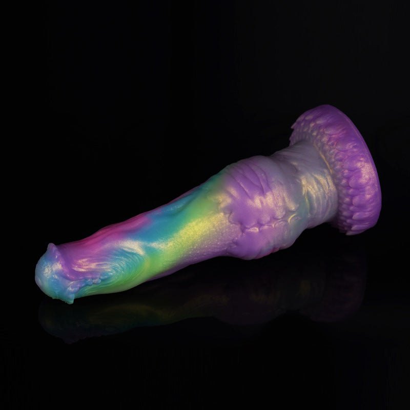 Iridescent multicolor fantasy dildo with suction cup base, photo 4