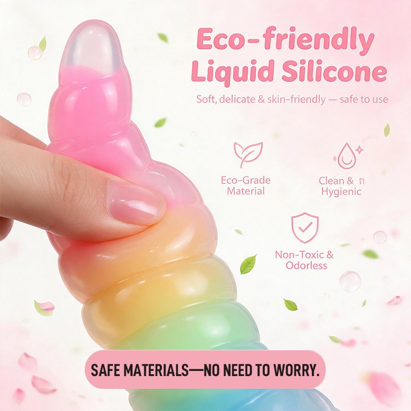 Rainbow gradient unicorn fantasy dildo, photo 2