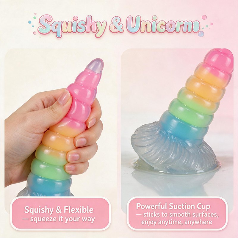 Rainbow gradient unicorn fantasy dildo, photo 5