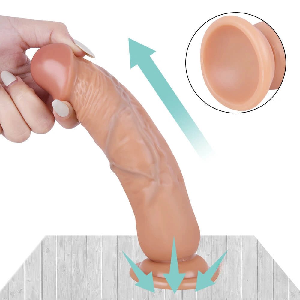 Flesh tone raised vein suction cup silicone dildo, photo 6