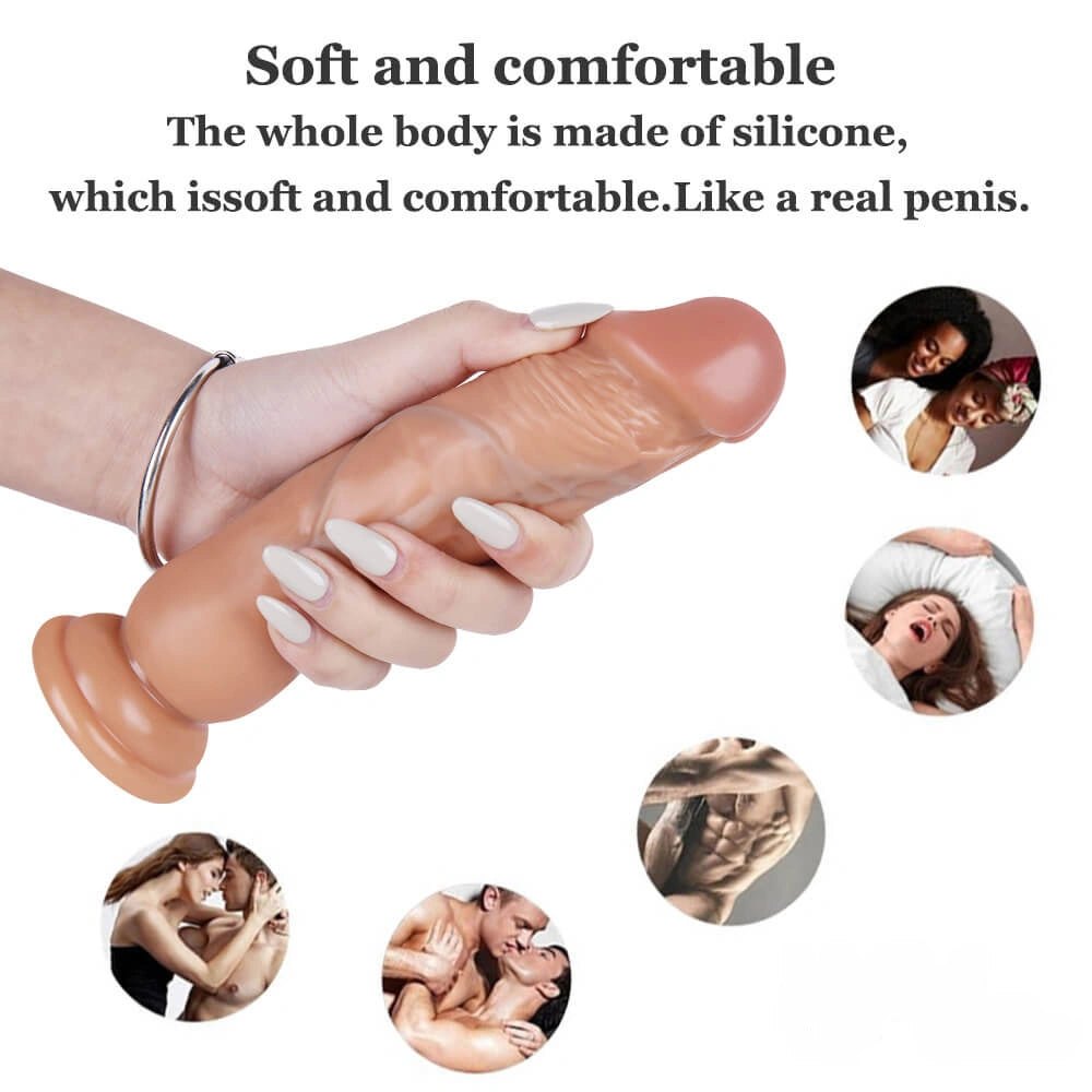 Flesh tone raised vein suction cup silicone dildo, photo 9