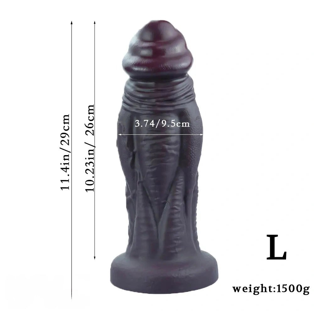 Black realistic silicone suction cup dildo