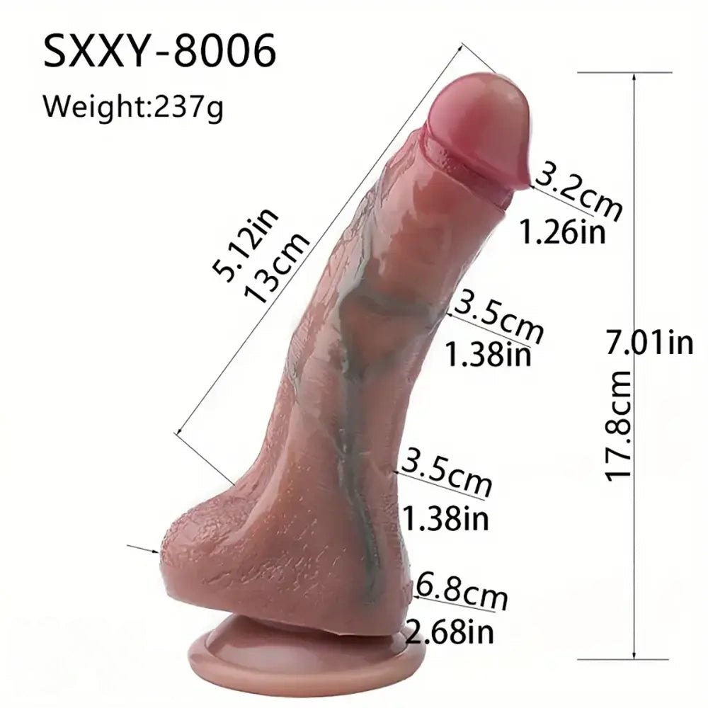 Flesh curved realistic silicone dildo, photo 10