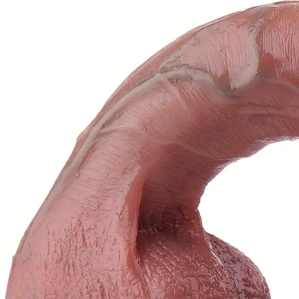 Flesh curved realistic silicone dildo, photo 4