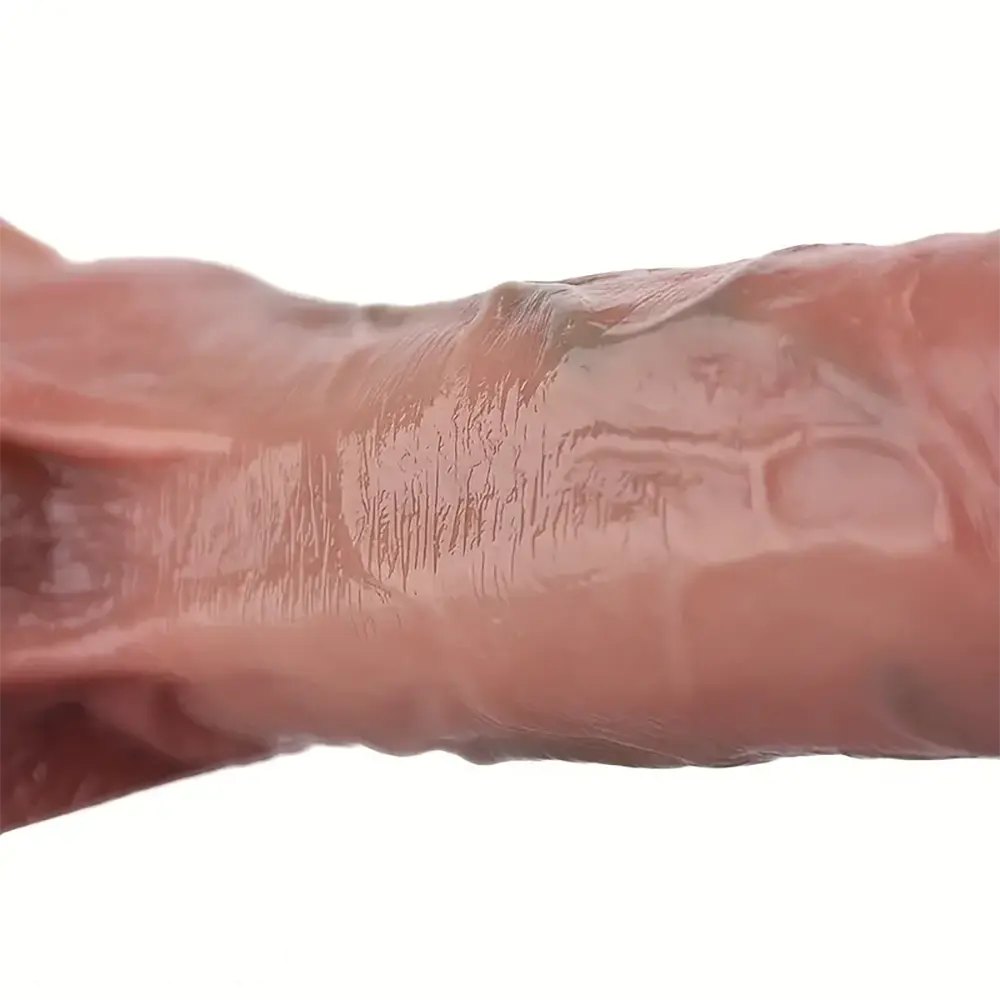 Flesh curved realistic silicone dildo, photo 5