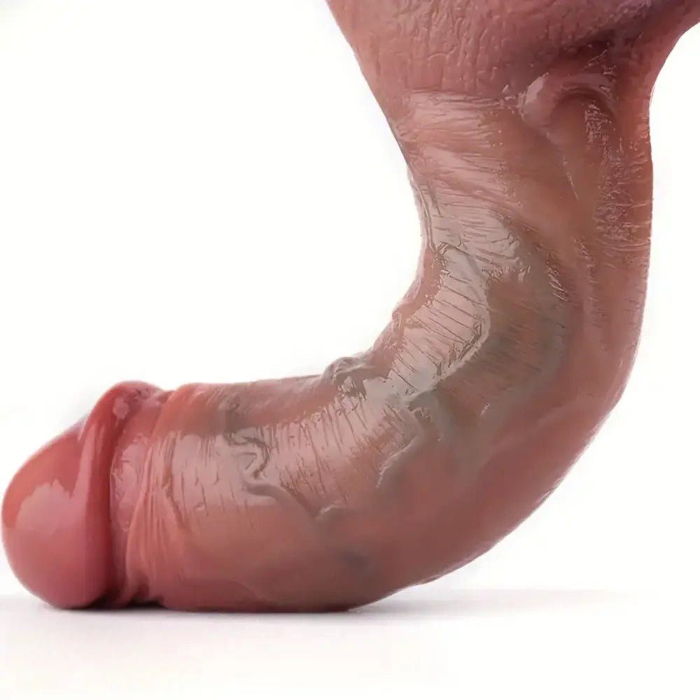 Flesh curved realistic silicone dildo, photo 7